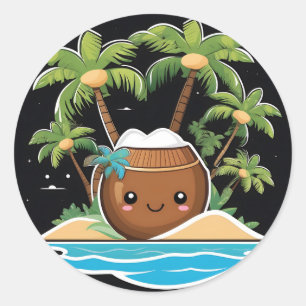Pegatina Redonda Cuto Coconut Happy