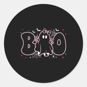 Pegatina Redonda Cuto fantasma floral Boo Halloween Chica Ghost Spo