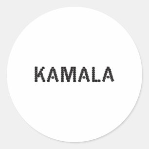Pegatina Redonda Cuto gato cara Kamala letra Gracioso diseño