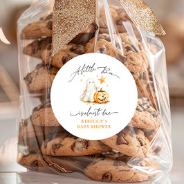 Pegatina Redonda Cuto Ghost Pumpkin Boo Halloween Baby Shower