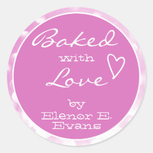 Pegatina Redonda Cuto marco de orbs de rosa rosado con amor