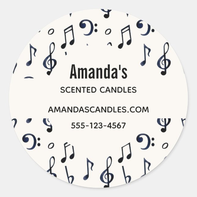 Pegatina Redonda Cuto Musical Notes Pattern Business (Anverso)