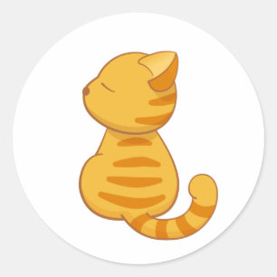 Pegatina Redonda Cuto Naranja Tabby Cat