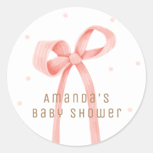 Pegatina Redonda Cuto Oh bebé Polka Dot Bow Baby Shower