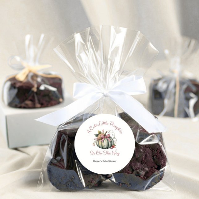 Pegatina Redonda Cuto otoño verde y calabaza de ciruela temática Ba (Subido por el creador)