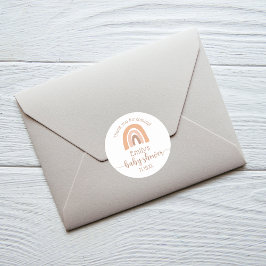 Pegatina Redonda Cuto personalizado Boho Rainbow Baby Shower