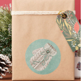 Pegatina Redonda Cuto punto de cable de invierno intermitente nieve