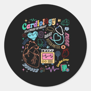 Pegatina Redonda Cvicu Enfermera Cardiaca Anatomía Retro Cardiologí