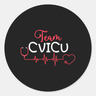 Pegatina Redonda Cvicu Team Cardiovascular Cardiaca Registrada en U