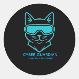 Pegatina Redonda Cyber Guardian Neon Cat - Tech & Laptop Vinyl Stic