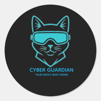 Pegatina Redonda Cyber Guardian Neon Cat - Tech & Laptop Vinyl Stic