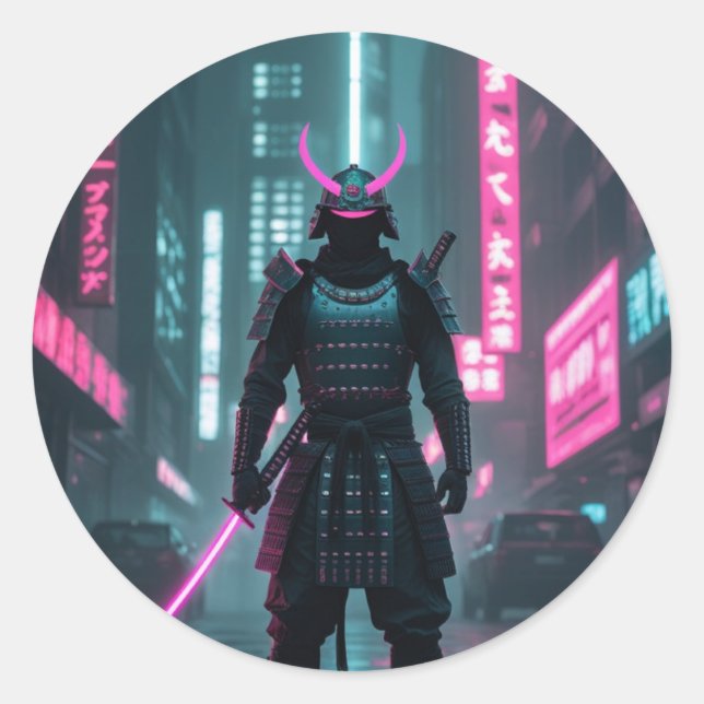 Pegatina Redonda Cyberpunk / Retro Aesthetic Design (Anverso)