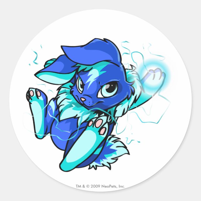 Pegatina Redonda Cybunny amarillo con estrellas (Anverso)