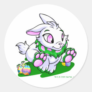 Pegatina Redonda Cybunny verde que compite con a través de neggs