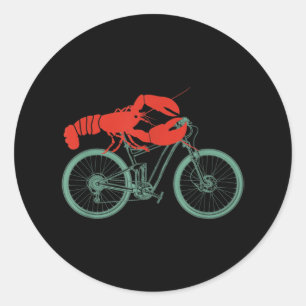 Pegatina Redonda Cycling Lobster MTB Cycologist Funny Cyclist