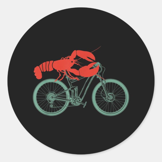 Pegatina Redonda Cycling Lobster MTB Cycologist Funny Cyclist (Anverso)