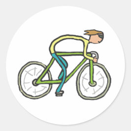 Pegatina Redonda Cycling Stickman