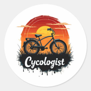 Pegatina Redonda Cycologist Bike Adventure: Tee gráfico atardecer