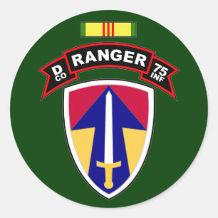 Pegatina Redonda D Co, 75.o regimiento de infantería -