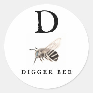 Pegatina Redonda "D" Digger Bee