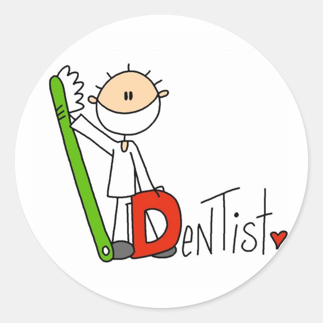 Pegatina Redonda D es para Dentista (Anverso)
