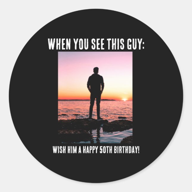 Pegatina Redonda D Funny 50th Milestone Birthday  (Anverso)