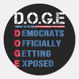 Pegatina Redonda D.o.e. Doge Departamento De Eficiencia Gubernament