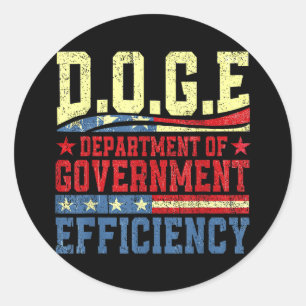 Pegatina Redonda D.o.e. Doge Departamento De Eficiencia Gubernament