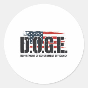Pegatina Redonda D.o.e. Doge Departamento De Eficiencia Gubernament