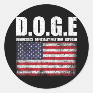 Pegatina Redonda D.o.e. Doge Departamento De Eficiencia Gubernament