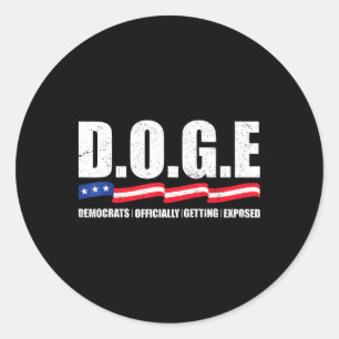 Pegatina Redonda D.o.g.e Doge Departamento De Eficiencia Gubernamen