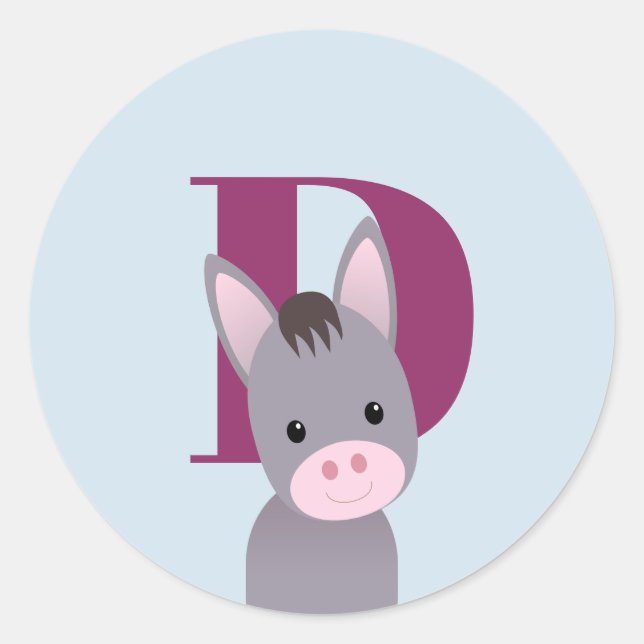 Pegatina Redonda D para burro (Anverso)