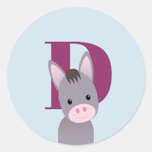 Pegatina Redonda D para el burro