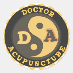 PEGATINA REDONDA DA LOGO YIN YANG LOTUS FLOWER MÉDICA ACUPUNCTURA