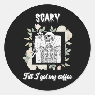 Pegatina Redonda Da miedo hasta que consiga mi Copa de Halloween co