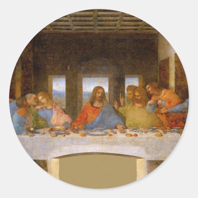 Pegatina Redonda Da Vinci Último Bella Artes de la Cena (Anverso)