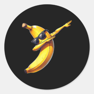 Pegatina Redonda Dab Banana Bailando Dabbing Banana Fruta Meme 1