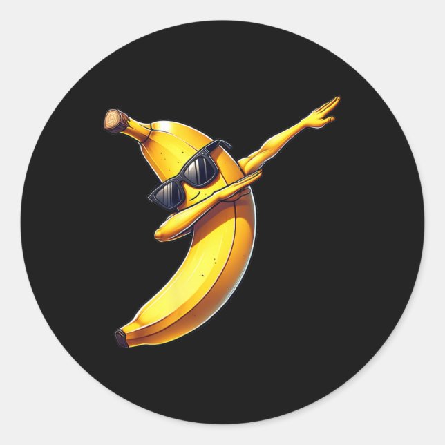 Pegatina Redonda Dab Banana Bailando Dabbing Banana Fruta Meme 1 (Anverso)