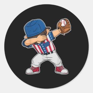 Pegatina Redonda Dab Pitcher Estadounidense De Béisbol - Equipo De