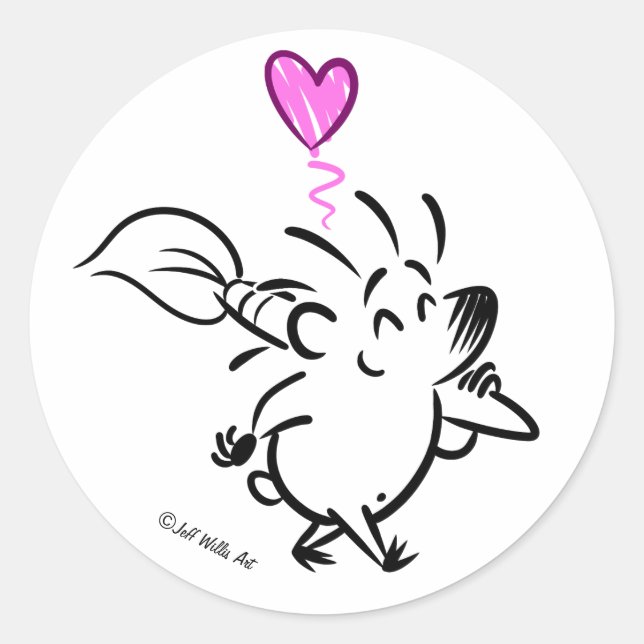 Pegatina Redonda DAB the ARTIST HEDGEHOG (Anverso)