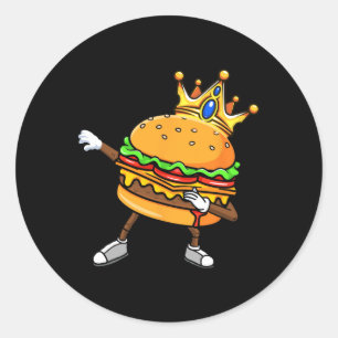 Pegatina Redonda Dabbin Rey De Burgers Burger Dab Bailando Hombres 