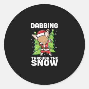 Pegatina Redonda Dabbing a través de Navidades de Nieve Chihuahua p