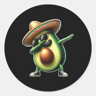 Pegatina Redonda Dabbing Aguacate Divertido Amante De La Comida Veg