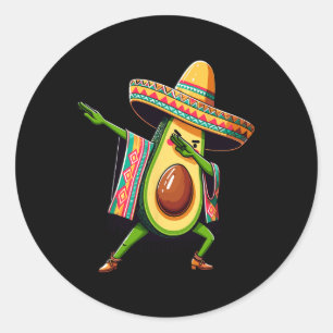 Pegatina Redonda Dabbing Aguado Mexicano Poncho Cinco De Mayo