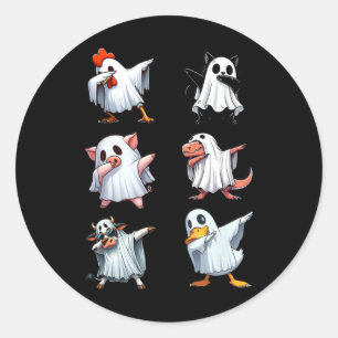 Pegatina Redonda Dabbing Animals Farm Halloween Ghost Costume Funny