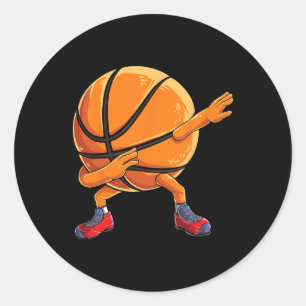 Pegatina Redonda Dabbing Ball Fun Bola de baloncesto Hombres Deport