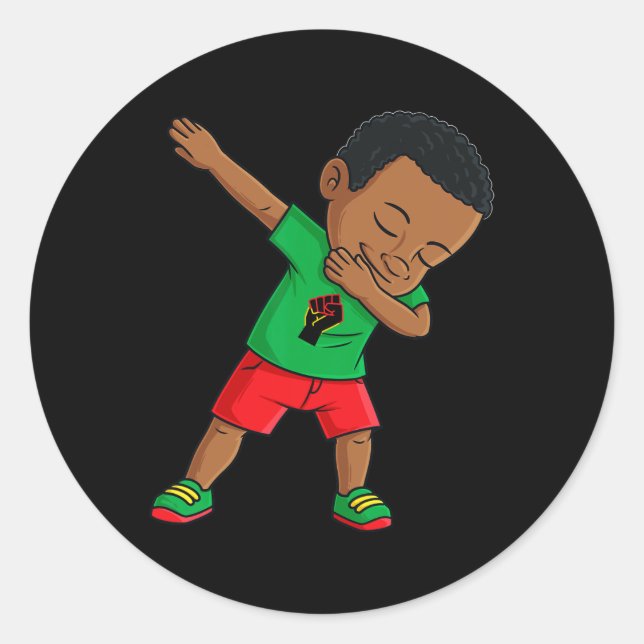 Pegatina Redonda Dabbing Black King Junetdecis Niños Dab (Anverso)