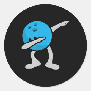 Pegatina Redonda Dabbing Bowling Birthday Party Bowling Gift