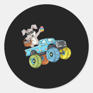 Pegatina Redonda Dabbing Bunny Happy Easter Monster Truck Boys Chic