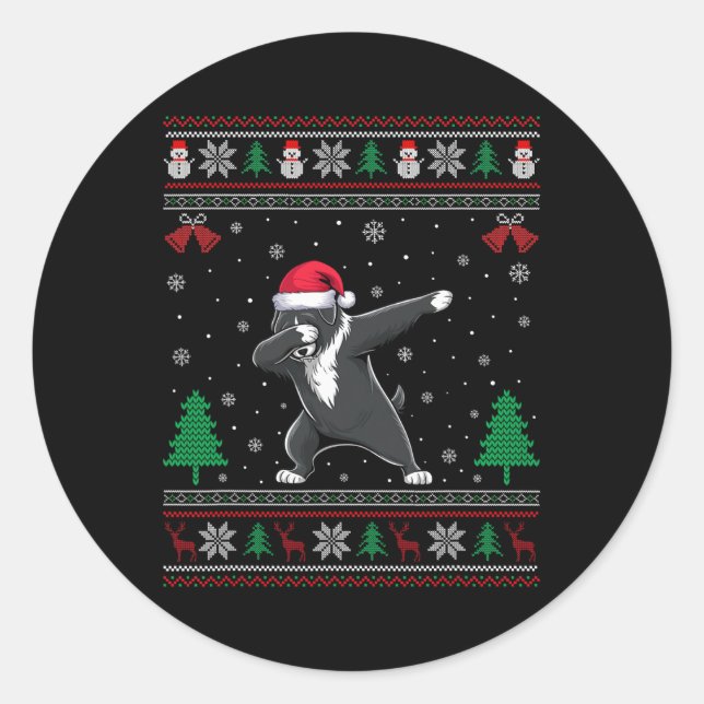 Pegatina Redonda Dabbing Chicas de perros acuáticos portugueses San (Anverso)